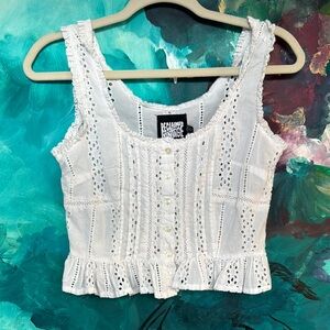 Reclaimed Vintage White Eyelet Lace Top Unused